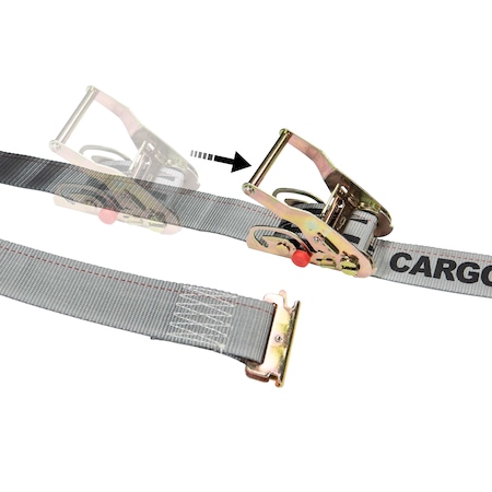 Us Cargo Control 2" x 16' Gray Sliding E Track Ratchet Strap w/ Spring E-Fittings SLIDE16SEF-GRY